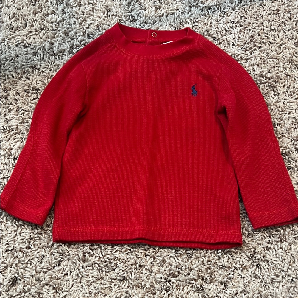 Ralph Lauren Red Long Sleeve Kids Tee